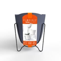 MACETA PLAST TRYAS CACHEPOT 18C GRANITO S.METAL NG