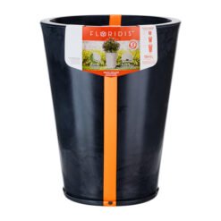 MACETA PLAST GENEBRA 57C MARMORATO NEGRO C/PLATO