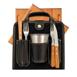 SET ASADO CUAD.DOBLE C/CUB.+2 VASO CARPINCHO SUELA