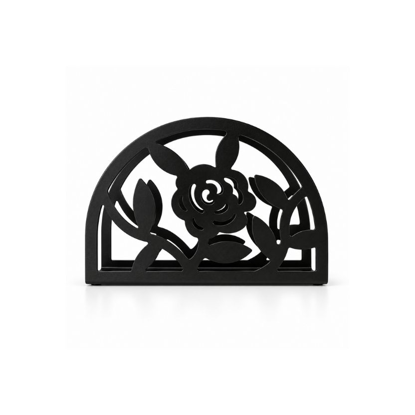 SERVILLETERO RED.13C METAL FLOR NEGRO 261610