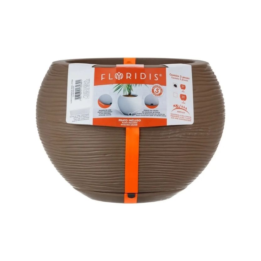 MACETA PLAST FLORENCA SISAL 19C OCRE C/PLATO