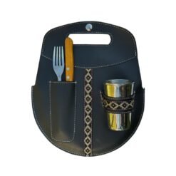 PORTA PLATO RED.24C C/VASO Y CUB.S/CUERO