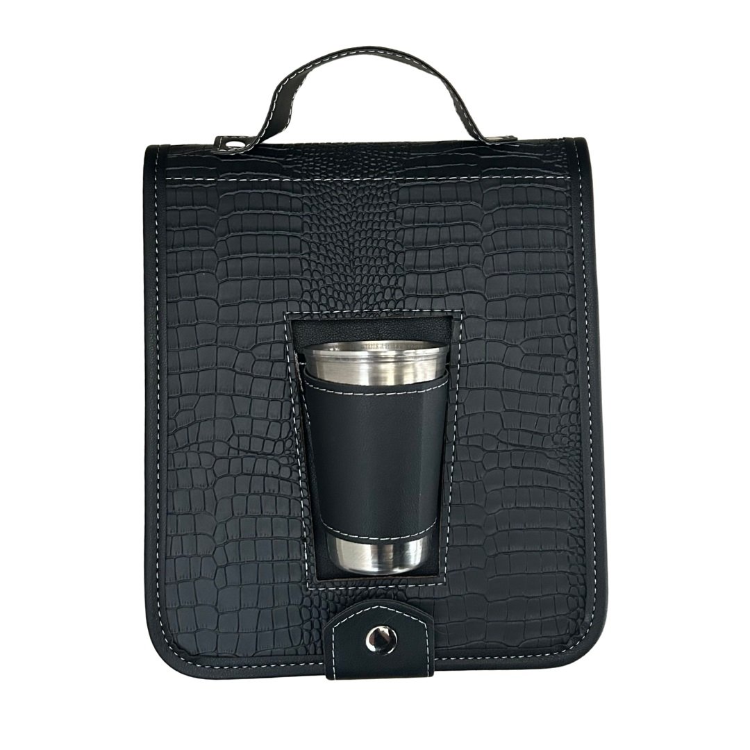 PORTA PLATO C/VASO Y CUB.CROCCO NEGRO