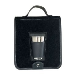 PORTA PLATO C/VASO Y CUB.CARPINCHO NEGRO