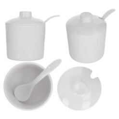 QUESERA C/CUCHARA MELAMINA BLANCA