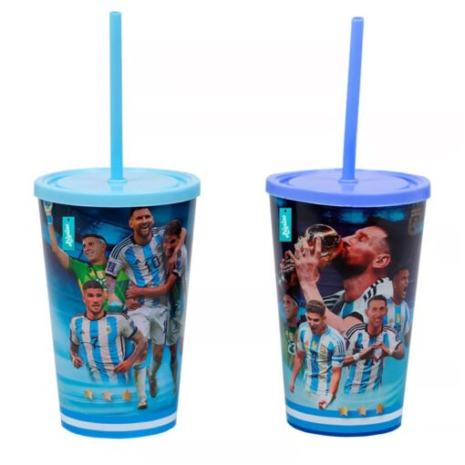 VASO PLAST.C/SORBETE Y TAPA 500ML AFA OFICIAL