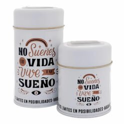 SET YERBA + AZUCAR C/VERT.METAL BLANCO FRASES