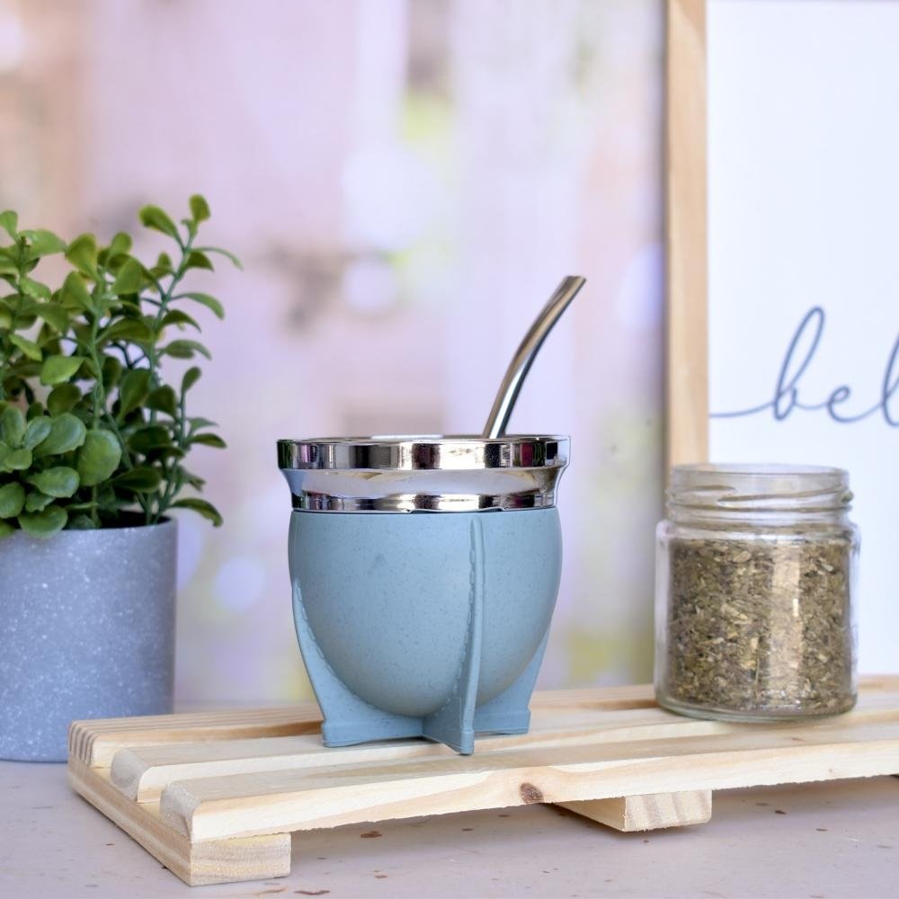 MATE PLAST.C/BOMB.RAICES CELESTE CJ.REGALO