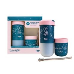 KIT MATE TERMICO C/BOMB.+DESPOLVILLADOR CUTE AURA
