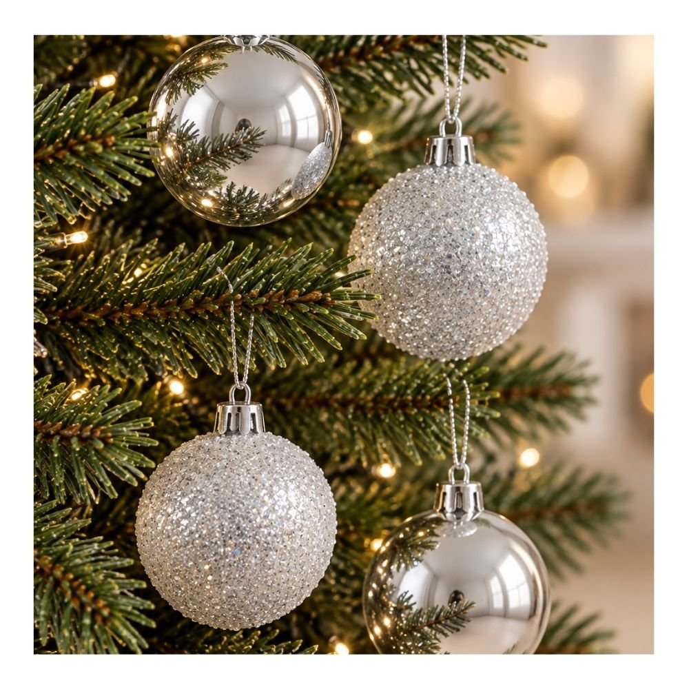 BOCHA NAVIDAD 5C TUBO X24U PLATEADO 261048-E
