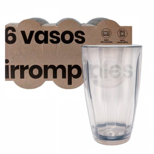 VASO ACRILICO ONDAS CRISTAL X6