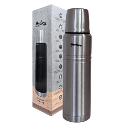 TERMO ACERO 1LT TAPON PUSH ACERO HUDSON