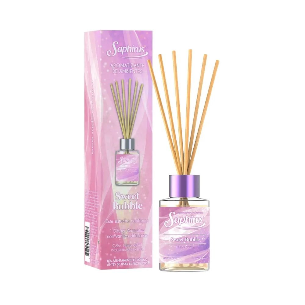 DIFUSOR AROM.C/VARILLA SAPHIRUS SWEET BUBBLE 60ML