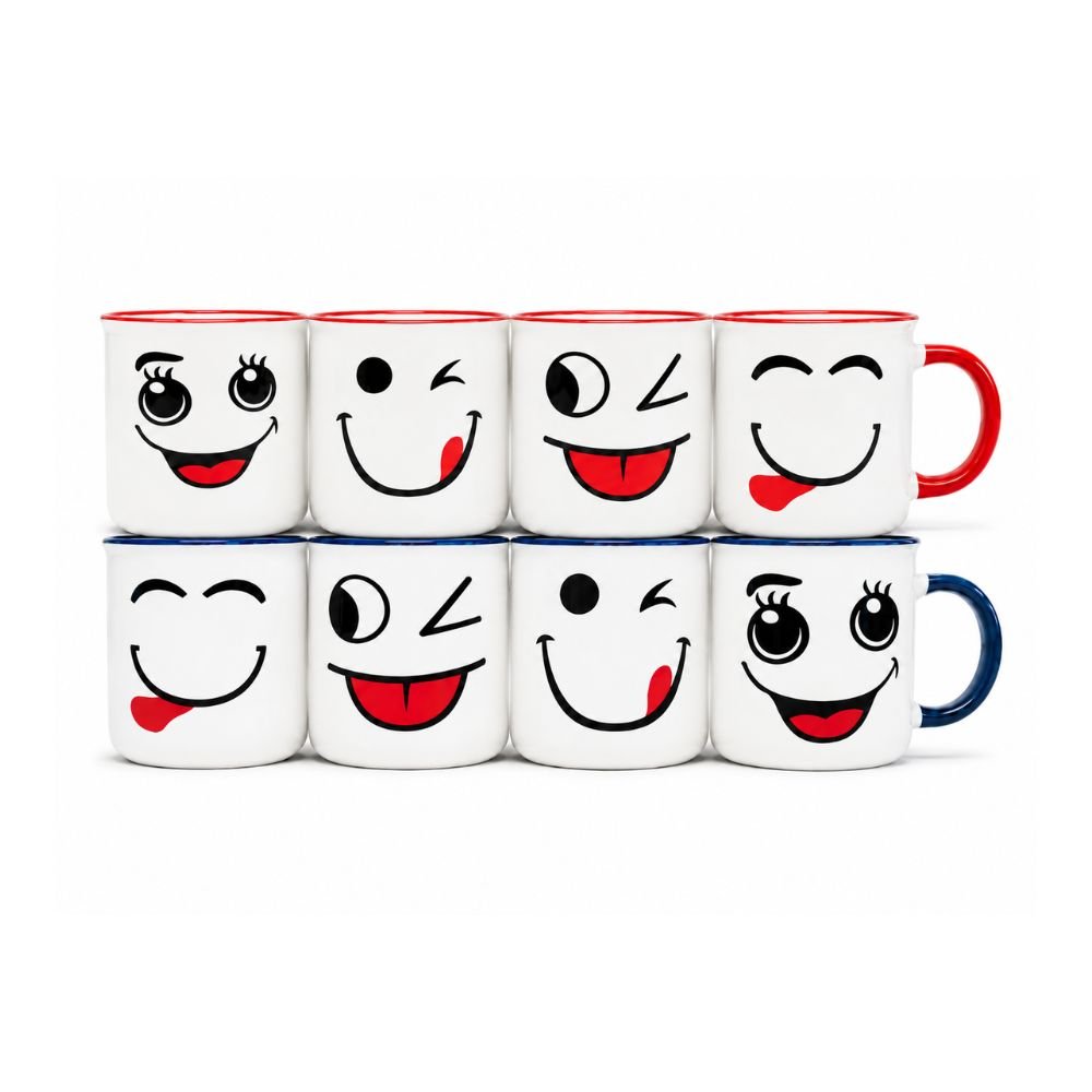 JARRO MUG 9C CARITAS SONR.BCO AS/ROJO O AZUL 350ML