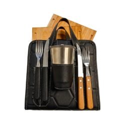 SET ASADO CUAD.DOBLE C/CUB.+2 VASOS FUTBOL