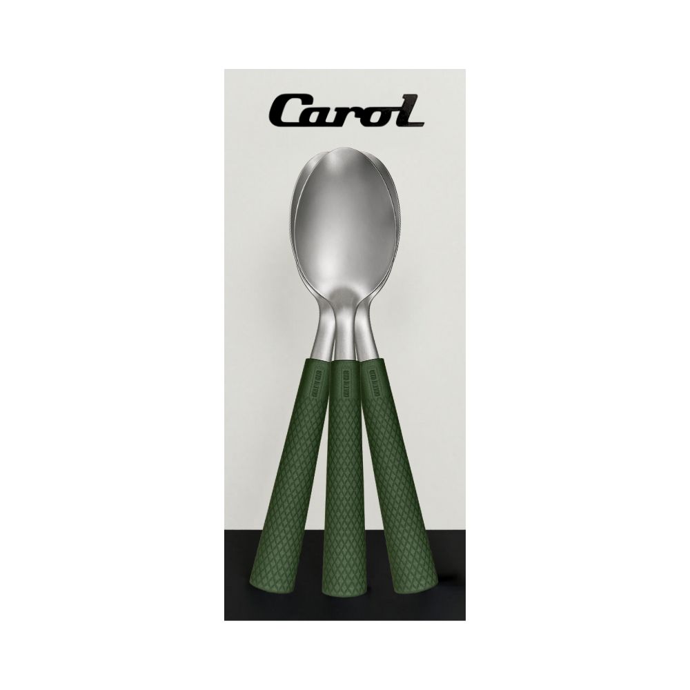 CUCHARA TE CAROL X3 MGO.TEXTURADO VERDE