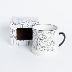 JARRO MUG 9C ROSTROS BLANCO Y NEGRO 243101