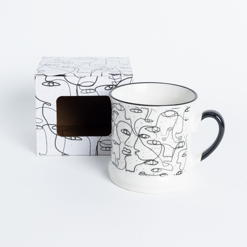 JARRO MUG 9C ROSTROS BLANCO Y NEGRO 243101