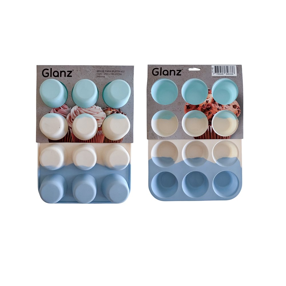 MOLDE P/MUFFIN X12 SILICONA TRICOLOR GLANZ 251142