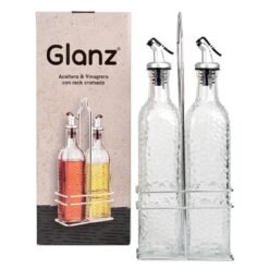 ACEITERA VINAGRERA SOPORTE METAL GLANZ