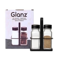 SET SALERO-PIMENTERO CUAD.C/SOPORTE METAL GLANZ