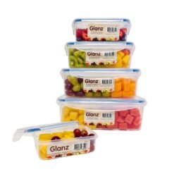 SET X5 HERMETICOS RECT.TAPA CLIP GLANZ