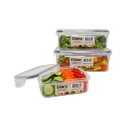 SET X3 HERMETICOS RECT.TAPA CLIP GLANZ