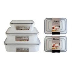 SET X3 HERMETICOS RECT.TAPA CLIP GLANZ